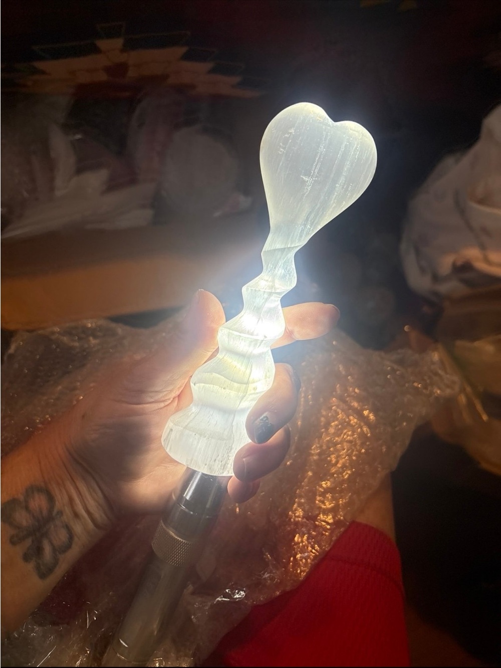 Selenite Satin Spar Twisted Heart